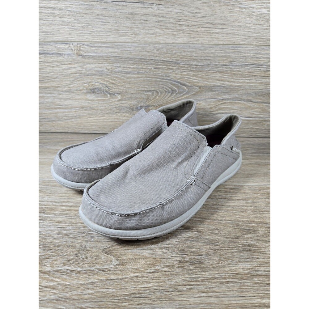 Crocs Santa Cruz Mens Size 9 M Slip On BEIGE Triple Comfort Shoes Loafers